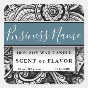 Professional Boho Chic Food Bakery Kitchen Candle Square Sticker