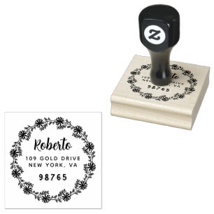 Professional Bold Botanical Wreath Custom Rubber Stamp