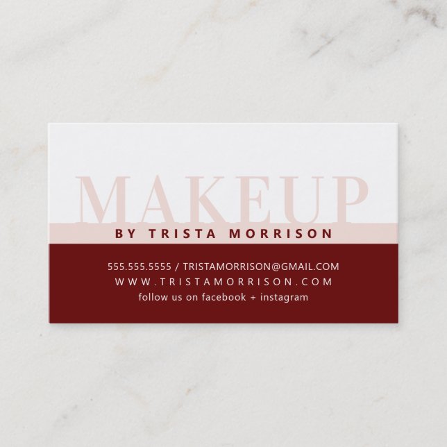 PROFESSIONAL bold colour block dark red blush pink Business Card (Front)