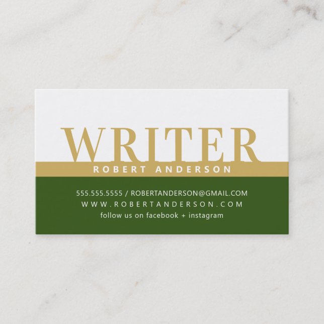 PROFESSIONAL bold job colour block gold dark green Business Card (Front)