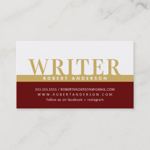 PROFESSIONAL bold job colour block gold dark red Business Card
