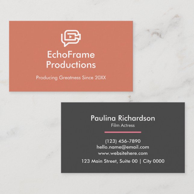 Professional Bold Modern Two Tone Terracota Black Business Card (Front/Back)