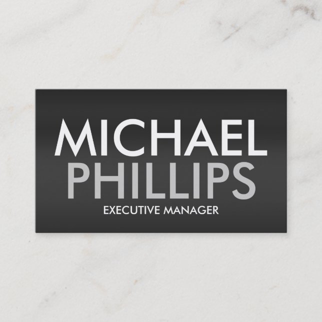 Professional Bold Text Grey Background Business Card (Front)