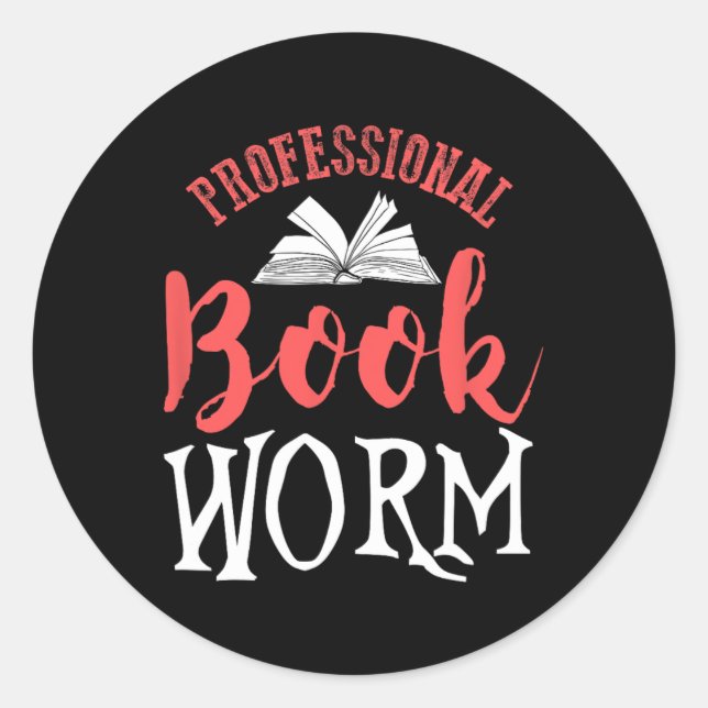 Professional Book Worm  Classic Round Sticker (Front)