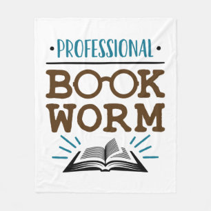 Professional Bookworm Avid Book Reader Fleece Blanket