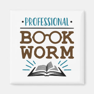 Professional Bookworm Avid Book Reader Magnet