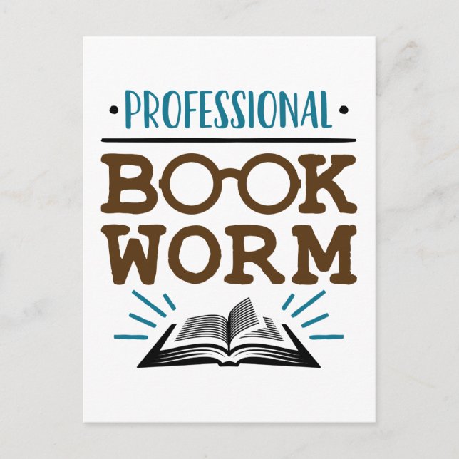 Professional Bookworm Avid Book Reader Postcard (Front)