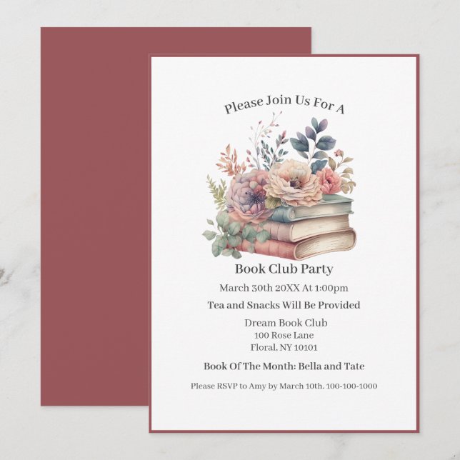Professional Bookworm, Book Club Invitation (Front/Back)