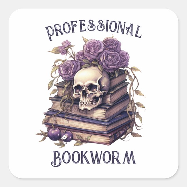 Professional Bookworm, Book Lover Square Sticker (Front)