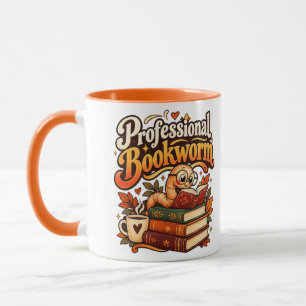 Professional Bookworm Cute Retro Reading Worm Mug