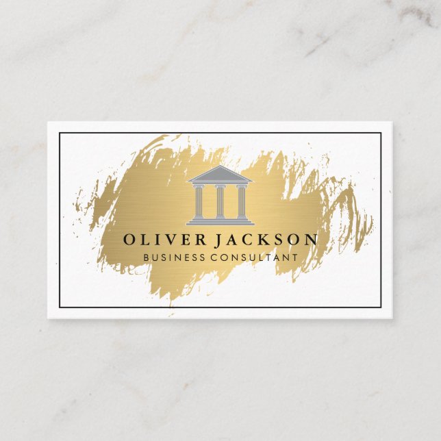 Professional Border Gold Brushed Business Card (Front)