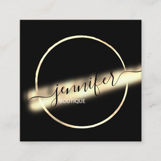 Professional Boutique Gold Black QRCODE Logo Uniqu Square Business Card (Front)