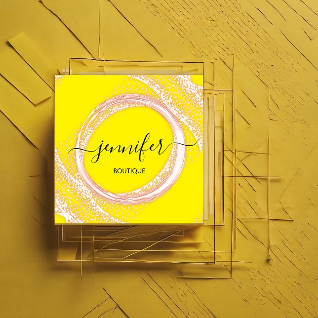 Professional Boutique Shop Beauty  Lemon Rose Square Business Card (Creator Uploaded)