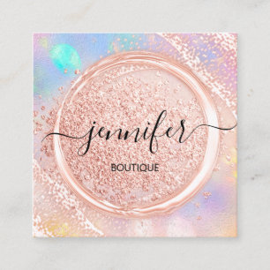 Professional Boutique Shop Beauty Logo Blush Square Business Card