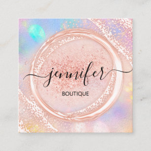 Professional Boutique Shop Beauty Logo Rose Square Business Card