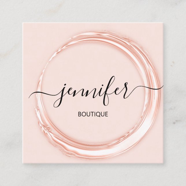 Professional Boutique Shop Beauty Makeup  Pink Square Business Card (Front)