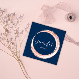 Professional Boutique Shop Beauty Navy Pink Square Business Card