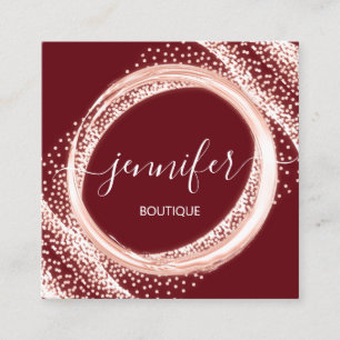 Professional Boutique Shop Beauty Rose Burgundy Square Business Card