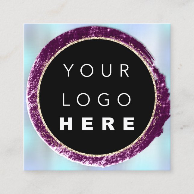 Professional Boutique Shop Blue Rose Silver Logo Square Business Card (Front)