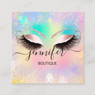 Professional Boutique Shop Eyes Glitter Holograph Square Business Card