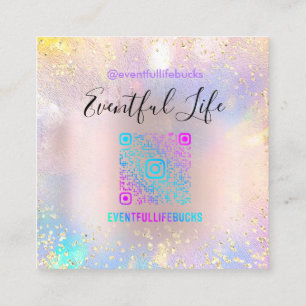 Professional Boutique Shop Glitter Pink Holograph Square Business Card