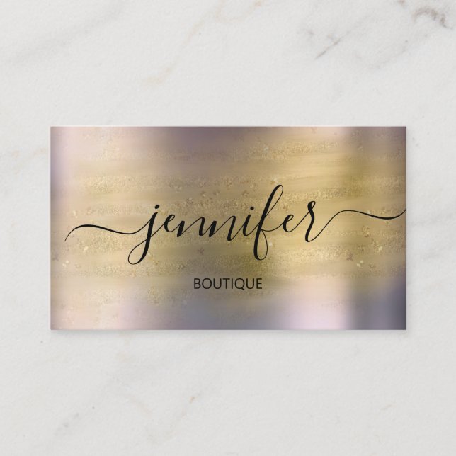 Professional Boutique Shop Gold Purple  Business Card (Front)
