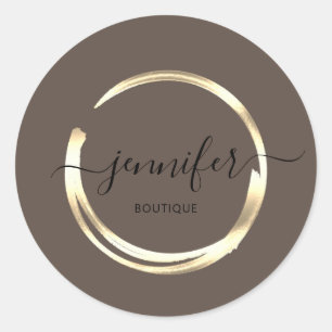 Professional Boutique Shop Golden Circle Minimal  Classic Round Sticker