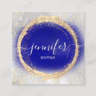 Professional Boutique Shop Royal Blue Gold Silver Square Business Card
