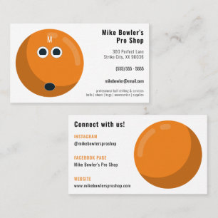 Professional Bowling Pro Shop Orange Ball Business Card