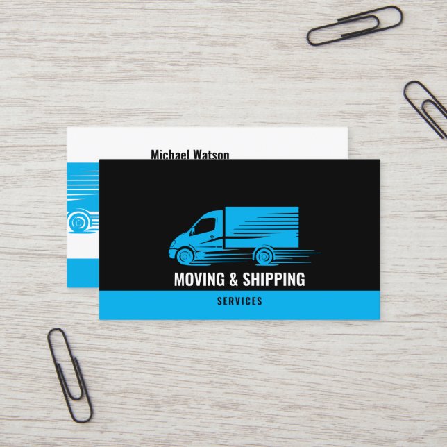 Professional Box Truck Moving Delivery Company Business Card (Front/Back In Situ)