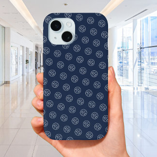Professional Brand Pattern Logo Modern Navy Blue iPhone 15 Case