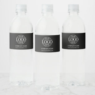 Professional Branded Black Company Business Logo Water Bottle Label