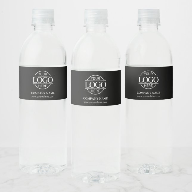 Professional Branded Black Company Business Logo Water Bottle Label (Bottles)