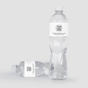 Professional Branded Business Logo Black & White  Water Bottle Label