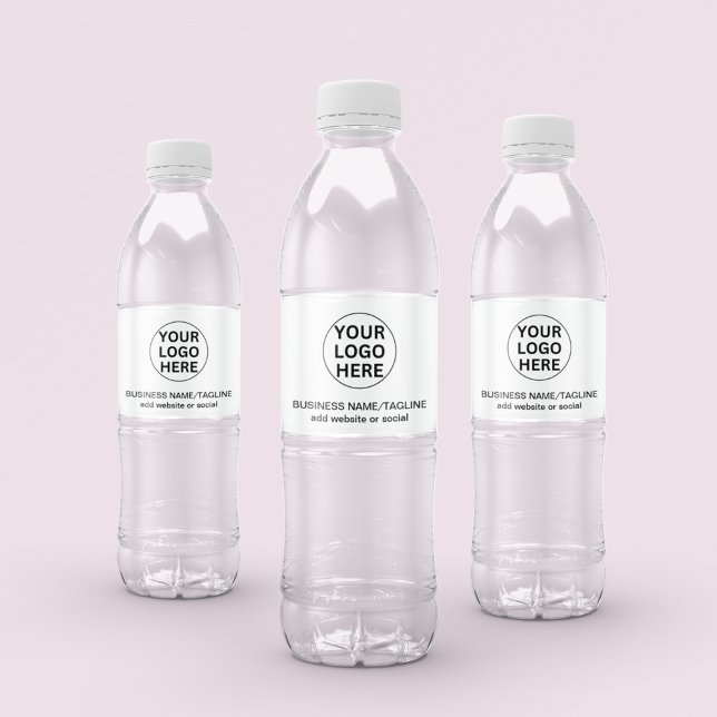 Professional Branded Business Logo Black & White  Water Bottle Label (Creator Uploaded)