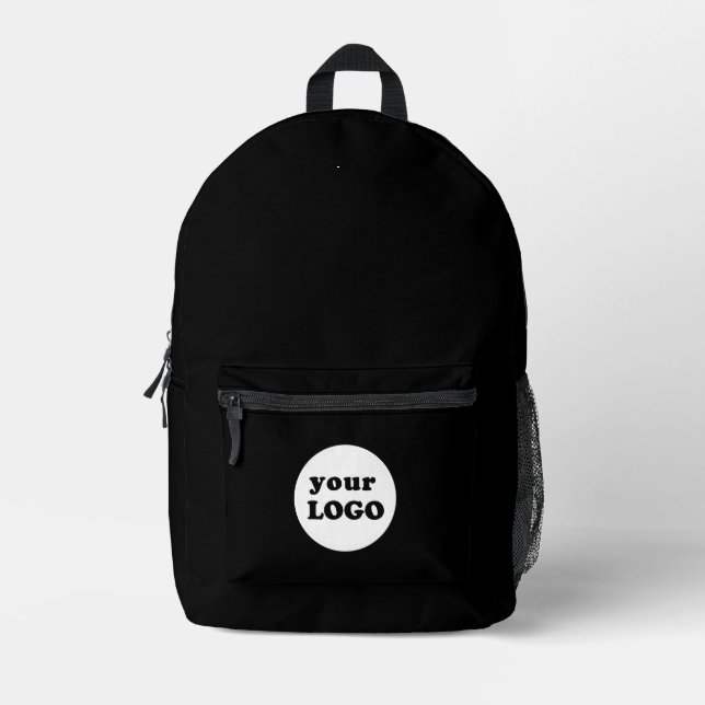 Professional Branded Custom Business Logo Black Printed Backpack (Front)