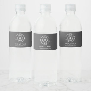 Professional Branded Grey Company Business Logo Water Bottle Label