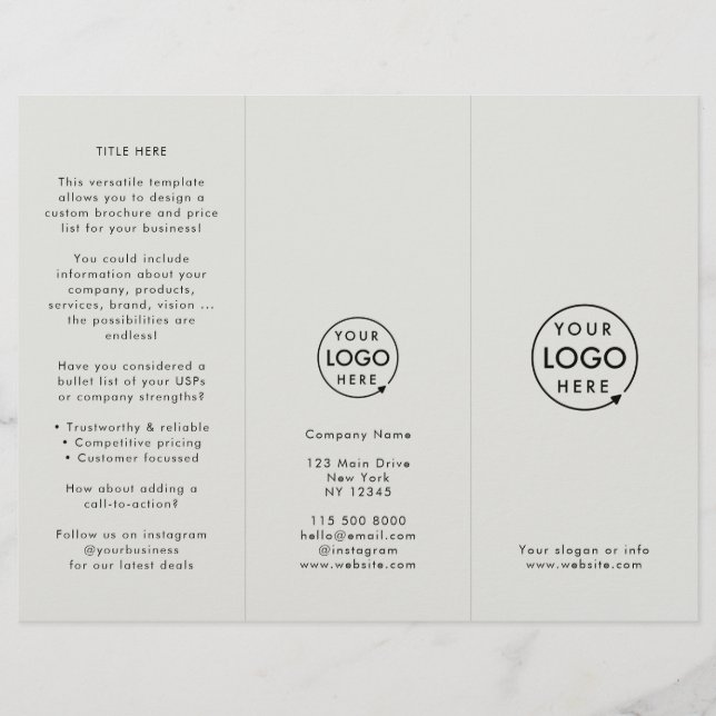 Professional Branded Grey Trifold Brochure (Front)