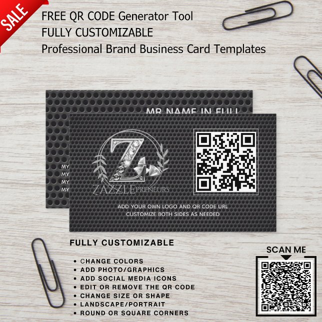 PROFESSIONAL BRANDED LOGO DESIGN QR CODE TEMPLATE  BUSINESS CARD (Scan the code to view the FULL collection)