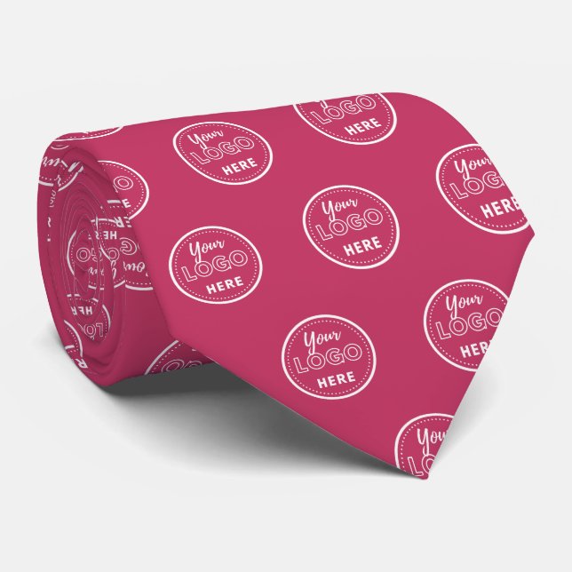 Professional Branding Minimal Hot Pink Promo Logo Tie (Rolled)