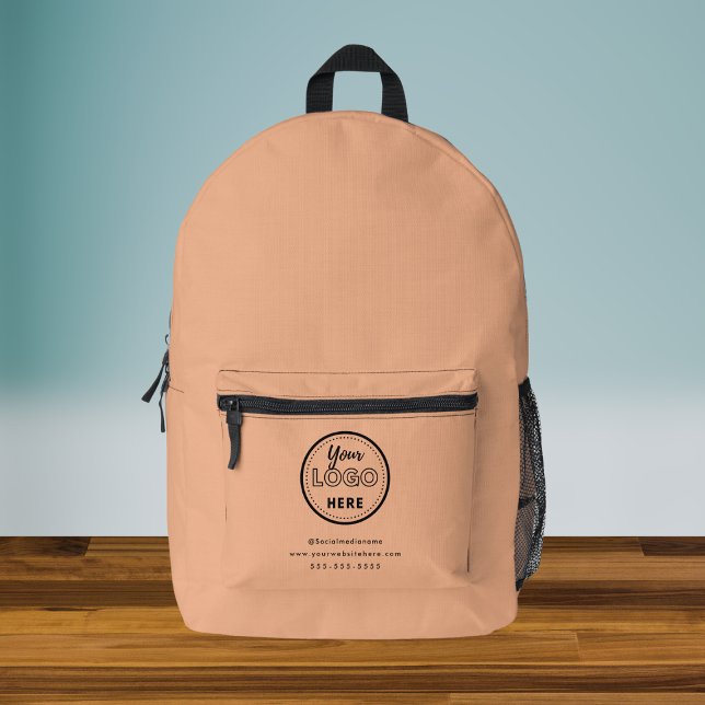 Professional Branding Minimal Orange Promo Logo Printed Backpack (Creator Uploaded)
