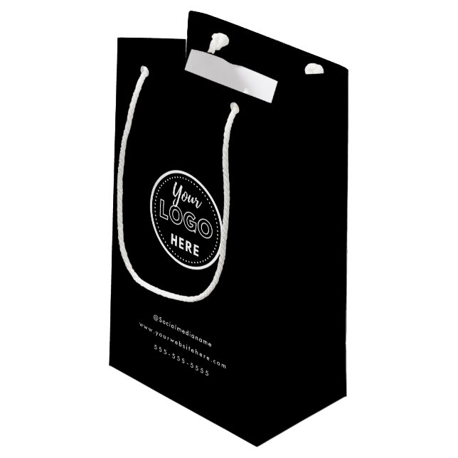 Professional Branding Minimalist Black Promo Logo Small Gift Bag (Back Angled)