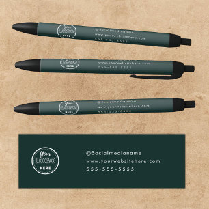 Professional Branding Minimalist Dark Green Logo Black Ink Pen