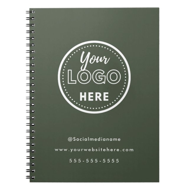 Professional Branding Minimalist Forest Green Logo Notebook (Front)