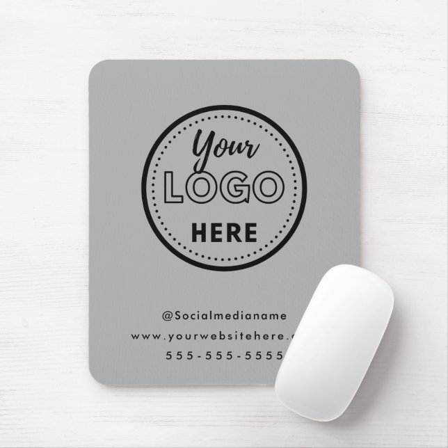 Professional Branding Minimalist Grey Promo Logo Mouse Mat (With Mouse)