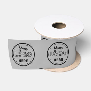 Professional Branding Minimalist Grey Promo Logo Satin Ribbon