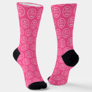 Professional Branding Minimalist Logo Hot Pink Socks