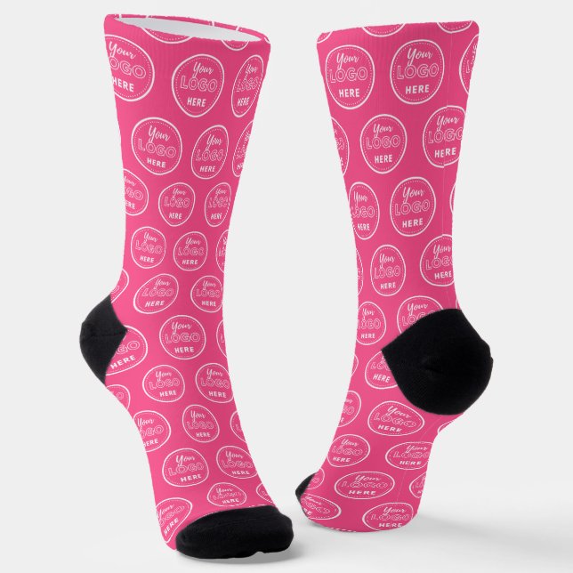 Professional Branding Minimalist Logo Hot Pink Socks (Angled)