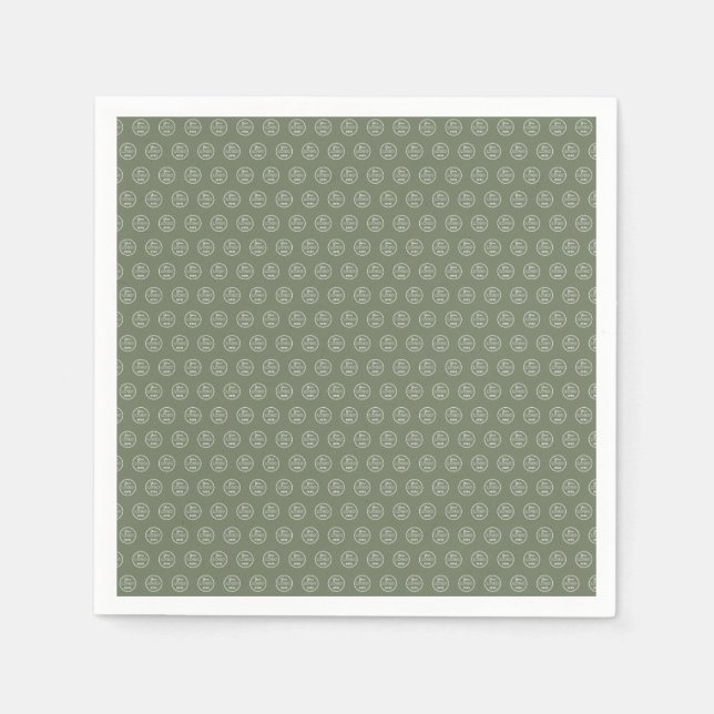 Professional Branding Minimalist Logo Sage Green Napkin (Front)