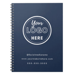 Professional Branding Minimalist Navy Blue Logo Notebook